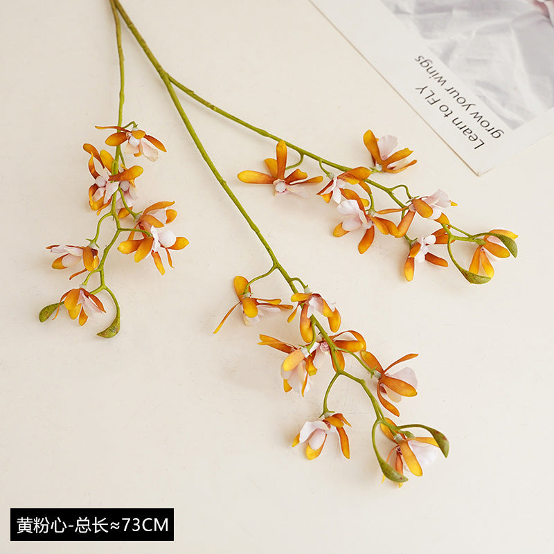 Lifelike Miniature 3-Pronged Orchid Flower Arrangement - Stylish European Home Decor and Hotel Table centerpiece for All Seasons