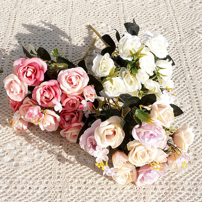 Realistic Faux Rose Bouquet - Elegant Home Décor for Charming Spaces | SH3 Artificial Flowers for Stylish Arrangements