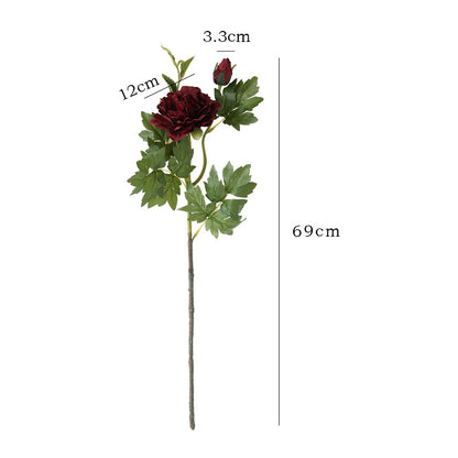 Realistic Faux Single-Stem Double-Headed Peony Flower for DIY Home Décor – Perfect for Living Rooms, Entryways, and Window Displays |  Silk Floral Arrangement