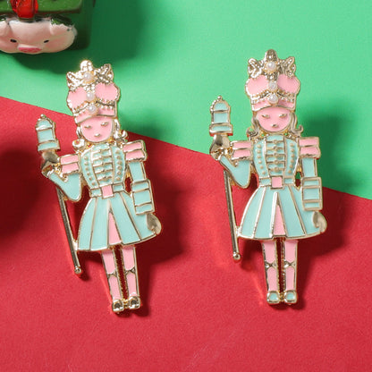 Adorable Cartoon King and Queen Rhinestone Stud Earrings – Unique Creative Design for Christmas – Perfect for Holiday Gifting!