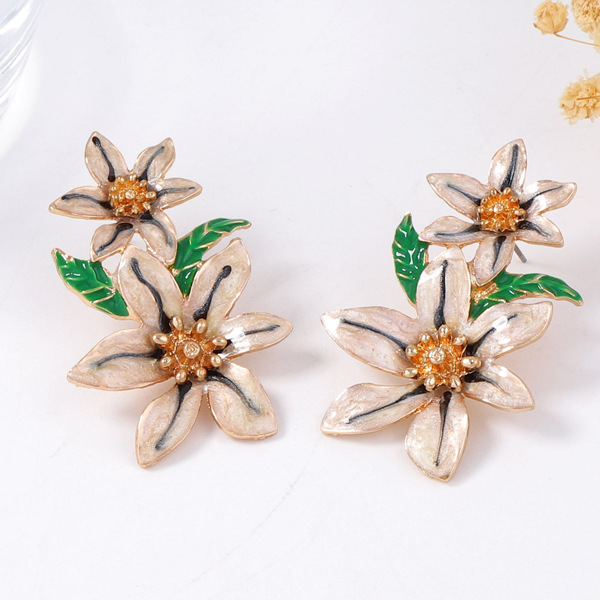 Stunning  Creative Flower Drop Oil Alloy Earrings - Versatile Floral Design for Every Occasion