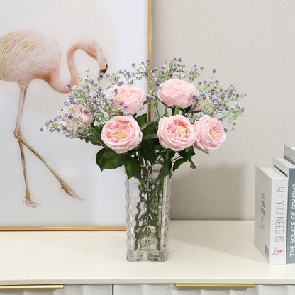 Single Stem Realistic Austin Rose - Luxurious Moisture-Infused Faux Flower for Stunning Home Decor, Perfect for Living Room Photography and Elegant Floral Arrangements