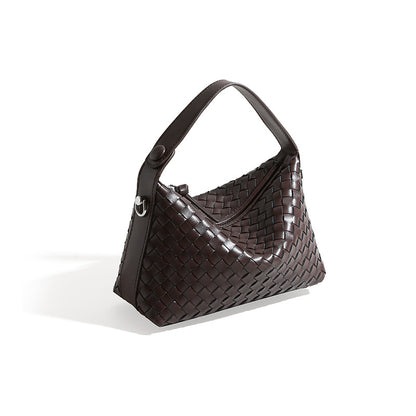 Genuine Leather Women s Bag Minimalist Commute Ready Shoulder and Crossbody Dumpling Bag with Large Capacity Woven Design