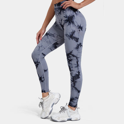 High Waisted Tie Dye Fitness Leggings for Women Peach Lifting Yoga Pants with Quick Dry Technology Three Quarter Length for Workouts and Everyday Wear