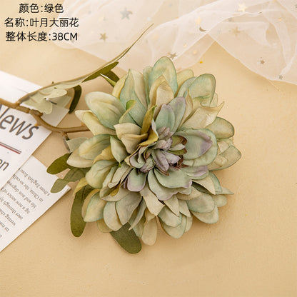 Realistic Dahlia Artificial Flower - Lifelike Green Plant Wedding Decor, Perfect for INS-inspired Events | MW66789