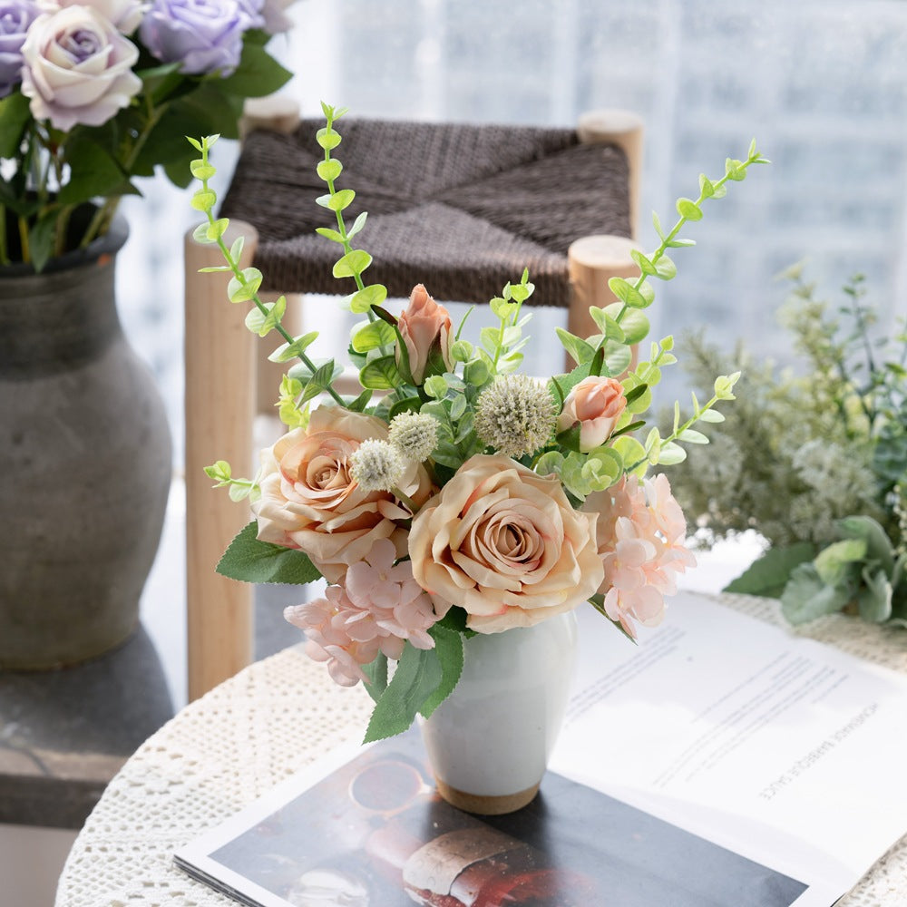 Elegant Jennifer Rose & Eucalyptus Wedding Handheld Bouquet - Stunning Faux Floral Arrangement Perfect for Ceremonies and Wall Decorations | CF01048