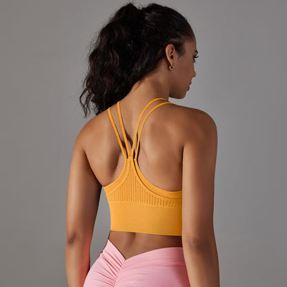 Breathable Dual Layer Sports Bra with Hollow Design for Enhanced Comfort and Support for Running Fitness and Yoga