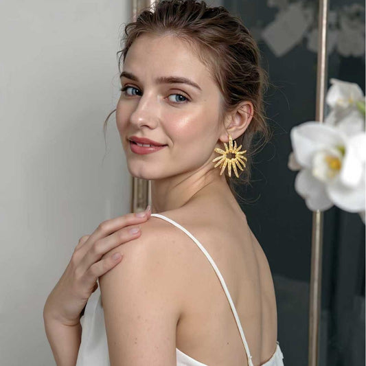 Unique Vintage-Inspired Alloy Floral Sunflower Earrings - Bold Statement Jewelry for Effortless Style
