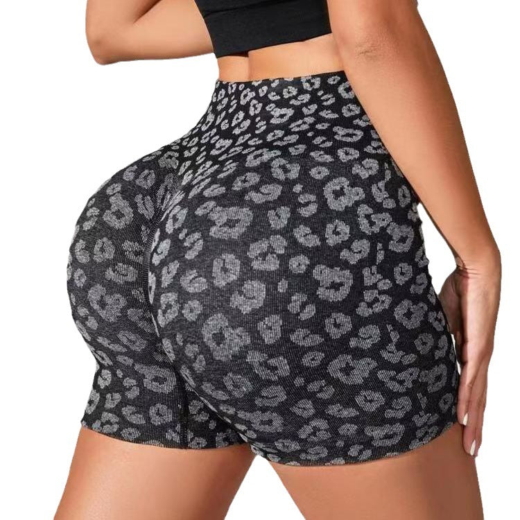 High Waisted Leopard Print Yoga Shorts 7 Vibrant Colors Flattering Ruching for Comfort and Style