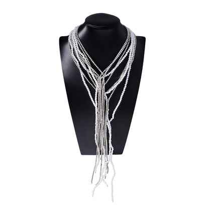 Unique and Eye-Catching Multilayer Layered Necklace with Exaggerated Design Featuring Faux Pearls and Sparkling Zirconium Stones for a Chic Statement Look