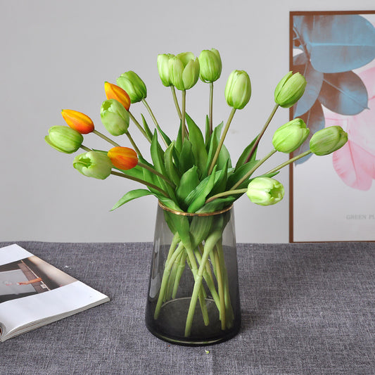 Realistic Soft Silicone Tulip Flowers - Single Stem Faux Floral Arrangement for Home Decor & Wedding Bouquets - Perfect for Photography and Event Decoration