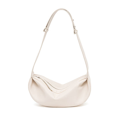 Casual Dumpling Bag Genuine Leather Crossbody with Soft Wide Shoulder Strap for Effortless Chic Everyday Luxury