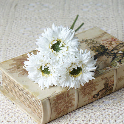 Realistic African Daisy Faux Flowers - Set of 3 Mini Textured Bouquets for Home Decor, Weddings, and Photography