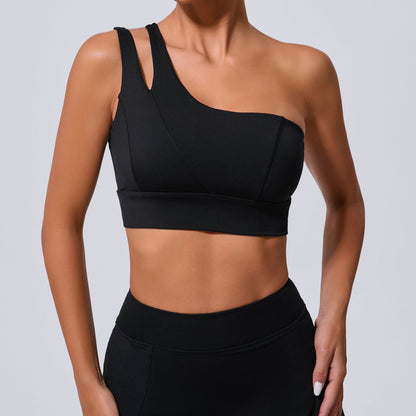 Asymmetrical Single Shoulder Sports Bra with Shock Absorption for Comfort for Yoga Running and Fitness Model 7006