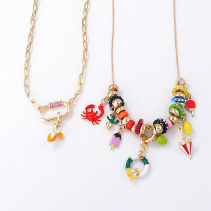 Chic Double Layer Chain Necklace with Geometric Animal Pendant - Stylish Alloy Design for Women