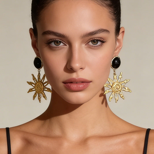Unique Sunflower-Inspired Irregular Geometric Alloy Hollow Earrings – Stylish, Statement Jewelry for Women, Perfect for Any Occasion