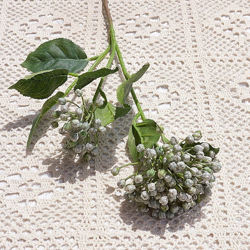 Realistic Artificial Hydrangea Spray with Two Blossom Heads - Perfect for Home, Weddings, and Event Decorations | Lifelike Faux Floral Arrangement