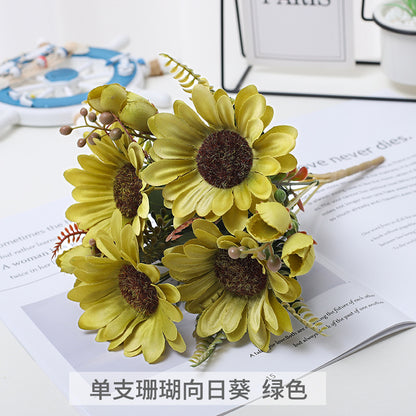 Luxury Faux Sunflower Bouquet – Elegant Artificial Flowers for Weddings, Home Decor, and Photography Props