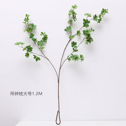 Japanese-Style Hanging Bell Made of Dracaena Wood with Realistic Leaves - Perfect Faux Floral Arrangement for Home Decor, Photo Props, and Scandinavian-Inspired Ambiance