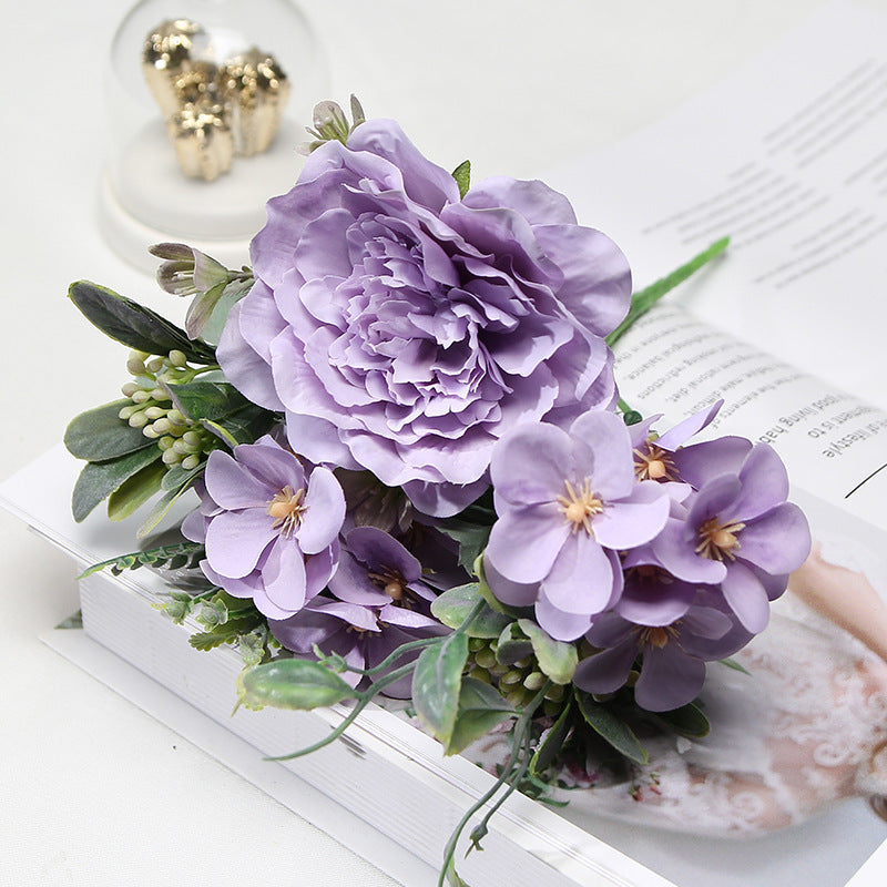 Realistic Nordic Rose Wedding Bouquet - Beautiful Faux Flower Handheld Bridal Arrangement, Perfect for Photography Props and Elegant Table Centerpieces