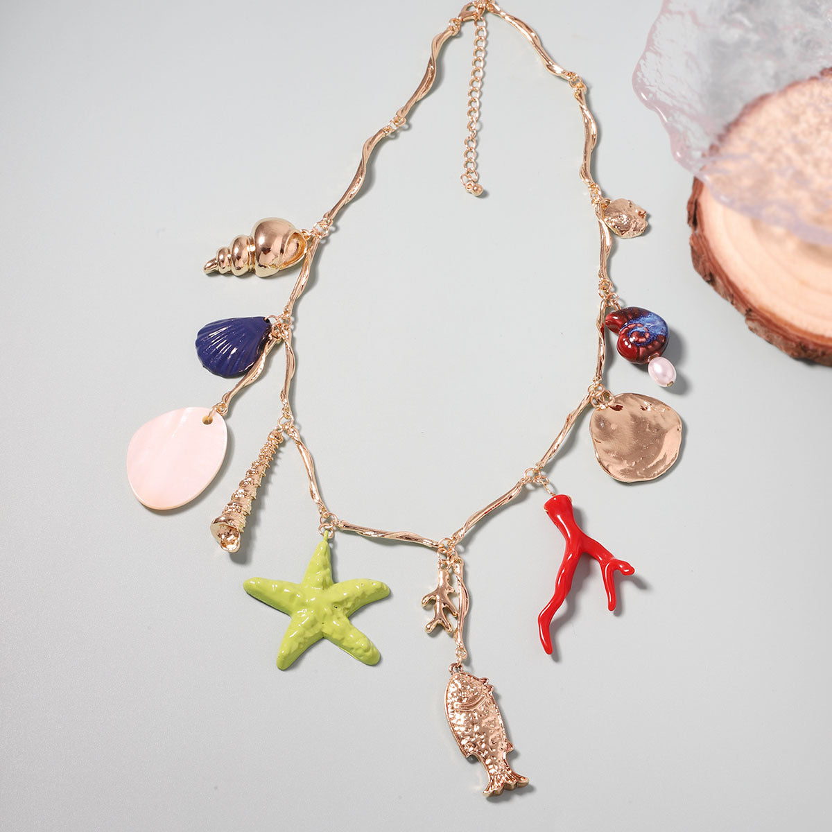 Bohemian Style Exaggerated Alloy Drip Oil Ocean-inspired Animal Pendant Necklace - Unique, Stylish, and Versatile Jewelry for Every Occasion