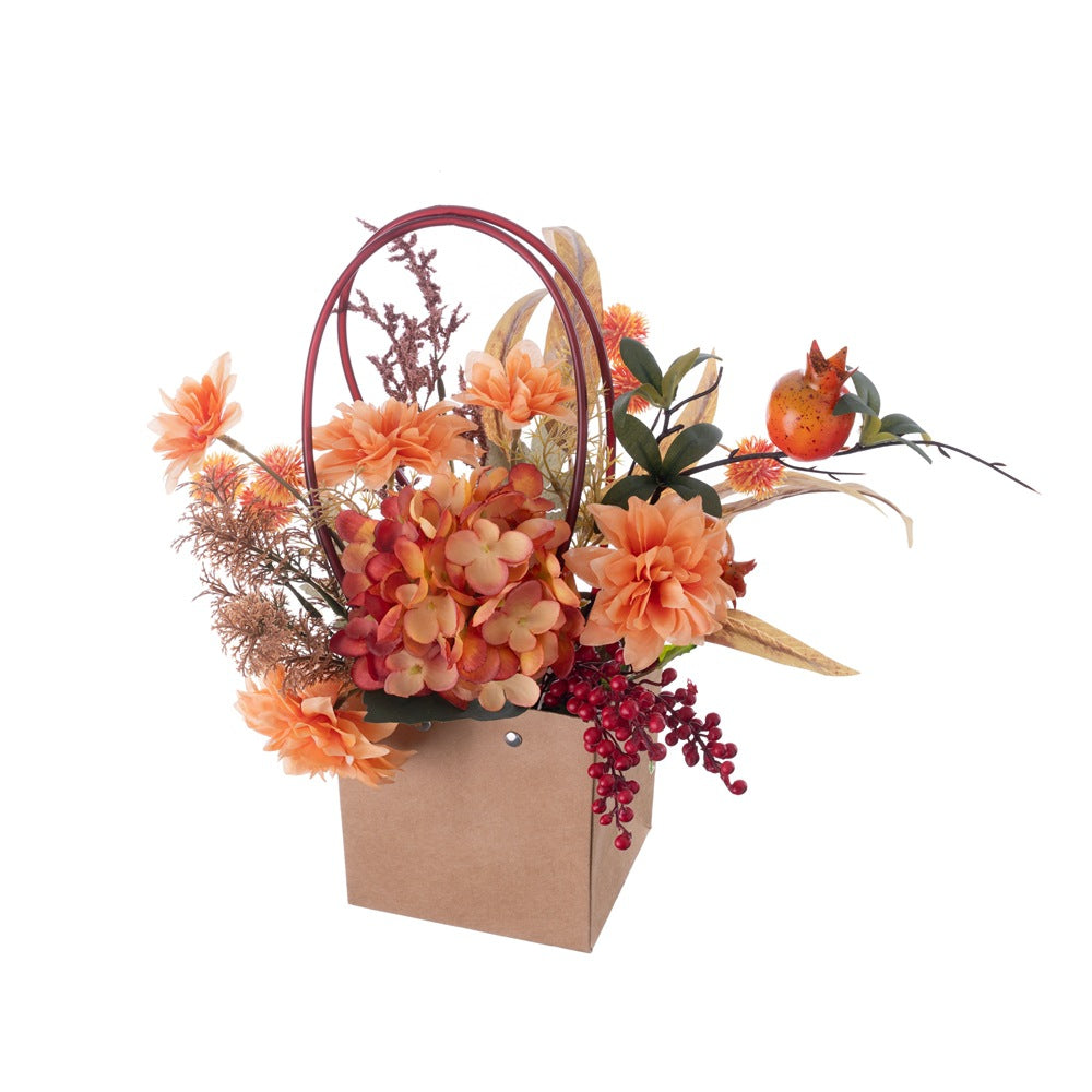 Stunning Sunset-Inspired Artificial Flower Arrangement Set - Perfect for Home Decor, Weddings, and Wall Accents | Elegant Handheld Bouquet (CF01471)