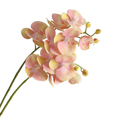 Elegant 3D Six-Head White Orchid Artificial Flower Décor - Perfect for Home Accents and Wedding Ceiling Arrangements