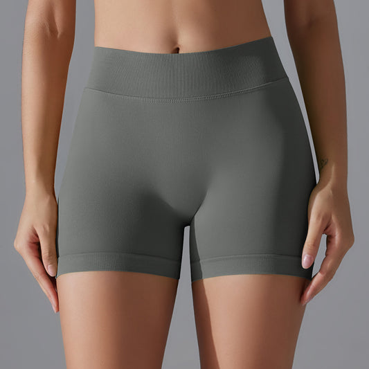 Seamless High Waisted Butt Lifting Quick Dry Yoga Shorts Ultra Stretchy Workout and Running Shorts with Ruching Detail for Comfort and Performance