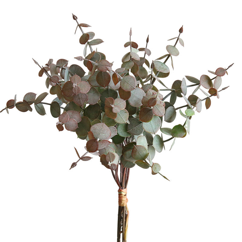 Elegant Minimalist Eucalyptus Leaf Faux Plant Decor – Five-Piece Artificial Greenery for Your Living Room or Home Office Table