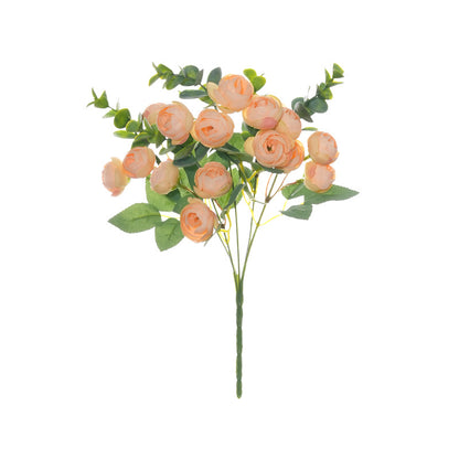 15-Head Realistic Faux Flowers - Elegant Mini Tea Buds for Wedding Decor, Home Furniture Decoration, and Photography Props