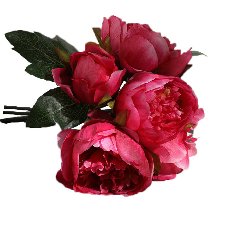 Realistic 6-Head Peony Flower Bouquet - Stunning Faux Floral Home Decor for Elegant Arrangements and Timeless Charm