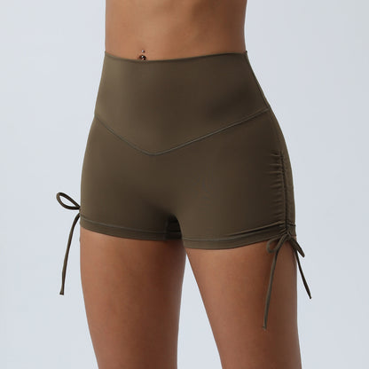 Wrinkle Free Drawstring Yoga Shorts Quick Dry V Shaped Butt Lifting Workout Shorts for Running and Training and Comfortable Fitness Bottoms