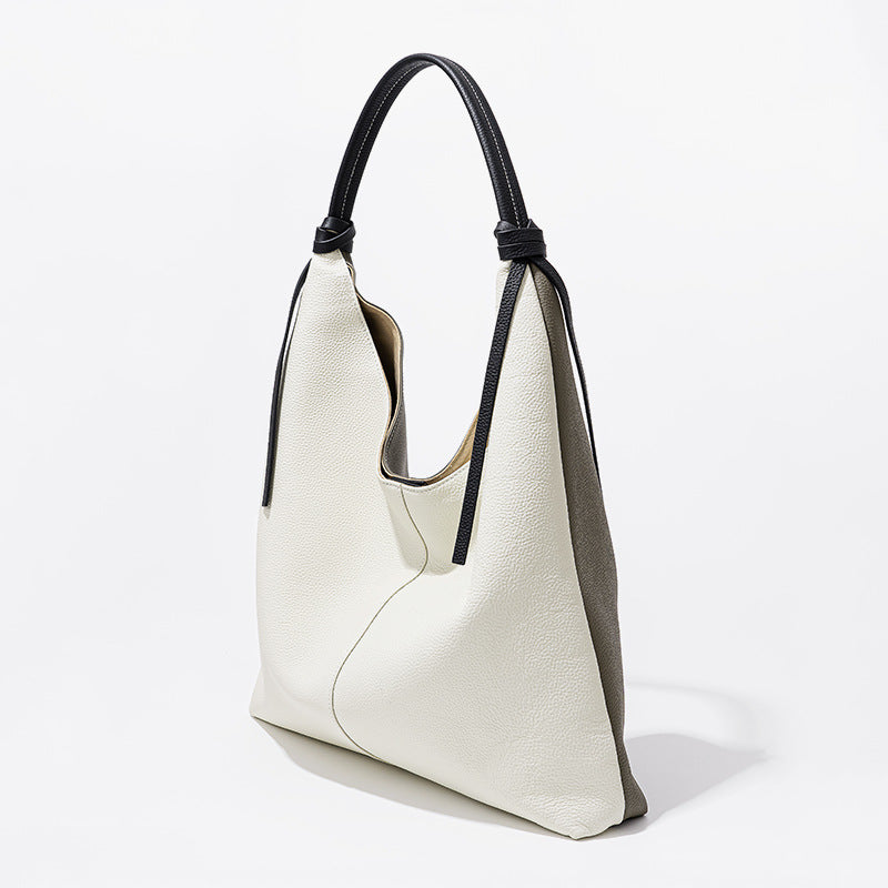 Large Capacity Tote Bag Unique Design with Grain Leather Versatile Shoulder Bag for Everyday Use