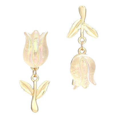 Trendy Korean-Inspired Boutique Floral Alloy Resin Stud Earrings for Women - Versatile, Chic and Perfect for Every Occasion