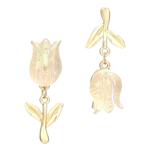 Trendy Korean-Inspired Boutique Floral Alloy Resin Stud Earrings for Women - Versatile, Chic and Perfect for Every Occasion