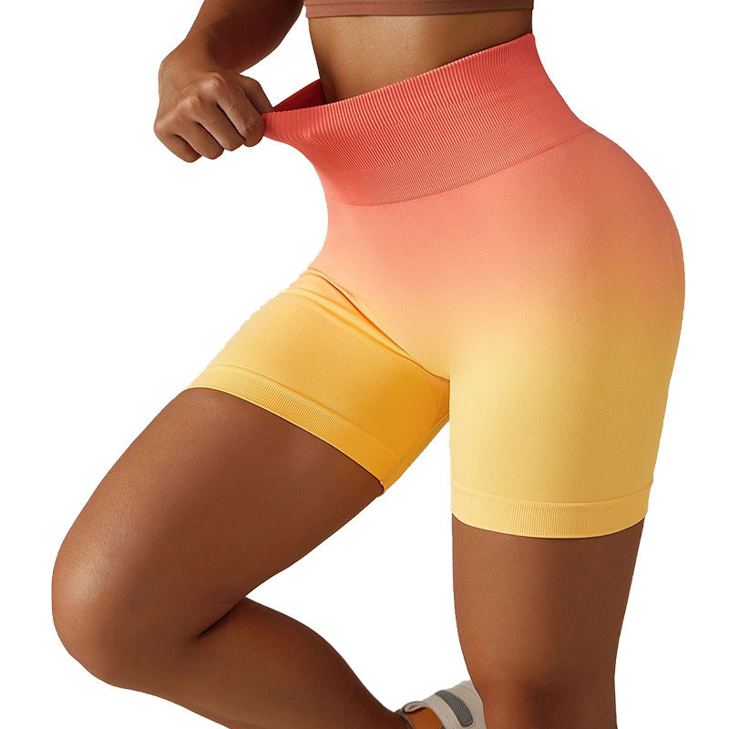 Seamless High Waisted Yoga Shorts for Women Breathable Peach Gradient Compression Bottoms for Running Fitness Working Out