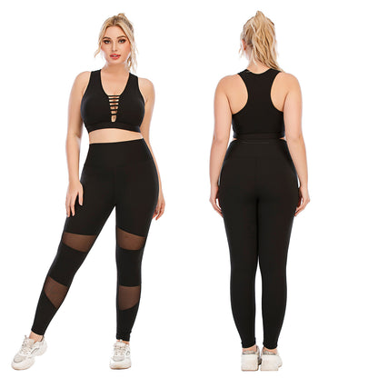 Plus Size Fitness Apparel Set High Performance Yoga Outfit with Compression Leggings Supportive Sports Bra for Every Workout Model 12071 12072