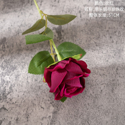 Elegant Faux Rose Wall Decor: Plush Velvet Rose and Pearl Embellished Flowers for Stunning Home and Holiday Decorations – Perfect for Any Occasion (Model MW03339Y)