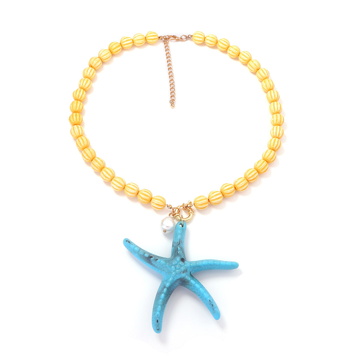 Beach Vacation-Inspired Ocean Life Pendant Necklace with Colorful Beaded Design - Perfect Summer Jewelry for Women