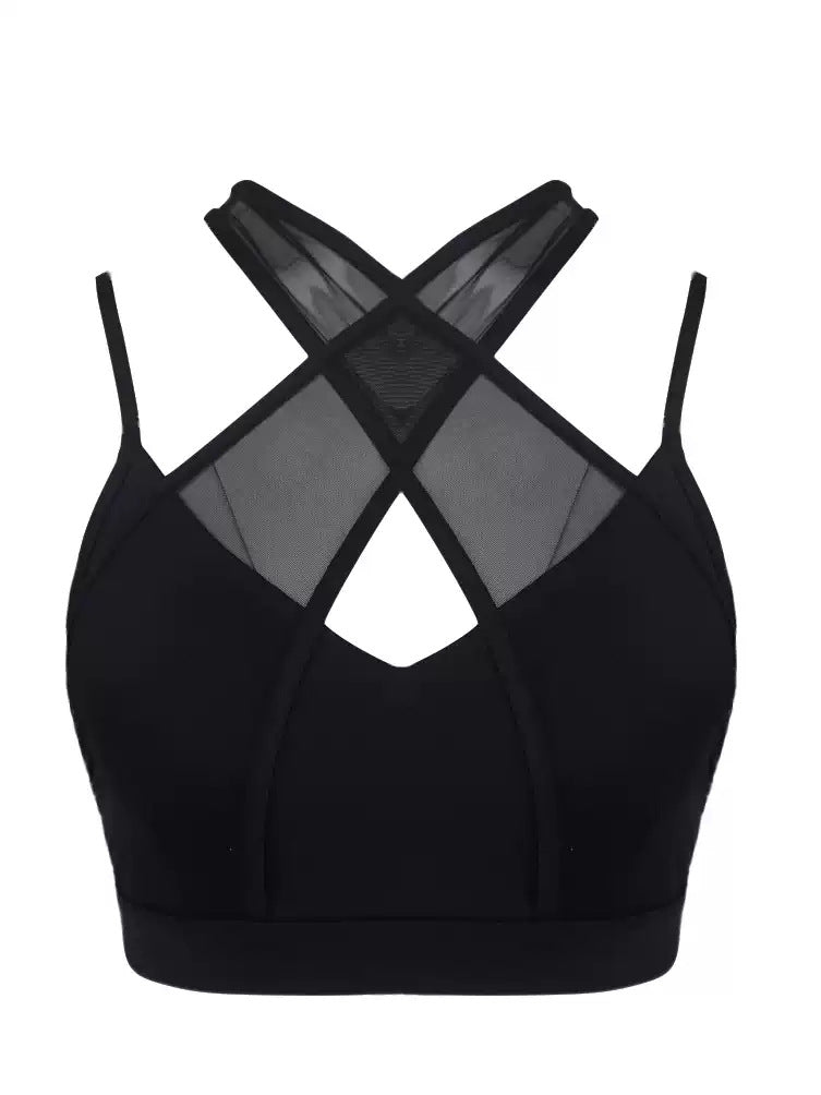 Cross Back Mesh Comfort Yoga Bra Breathable Wire Free Sports Bra for Low Intensity Workouts Fitness Sets