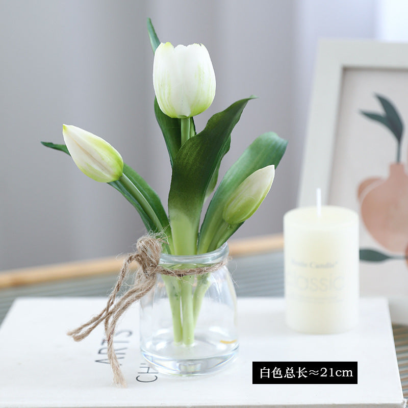 Realistic Faux Tulip Potted Plant - Fresh and Lively Home and Outdoor Décor, Perfect for Lasting Beauty with Soft Rubber Tulips