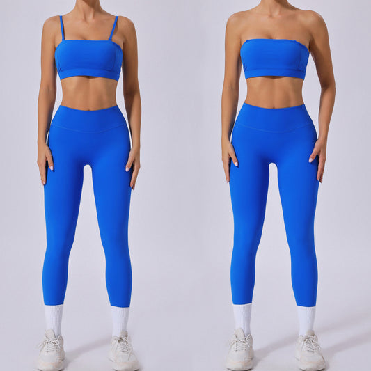 Versatile Detachable Strap Sports Bra and High Waisted Leggings Yoga Set Breathable Quick Dry Workout Outfit for Running and Fitness Enthusiasts