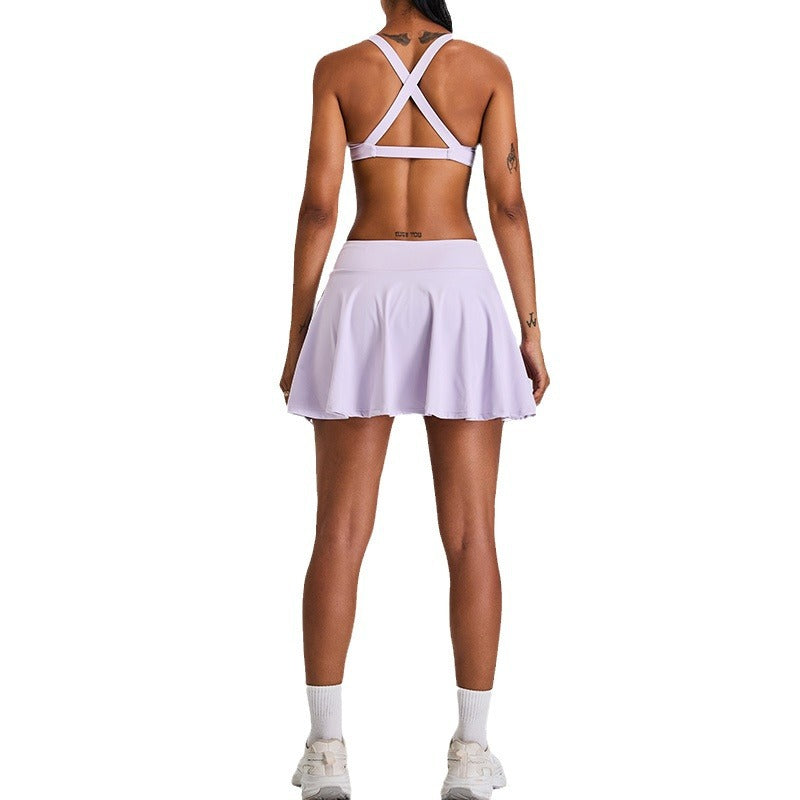 Women's Active Sports Set Versatile Yoga Skirt Pleated A Line Tennis Dress for Outdoor Leisure and Fitness