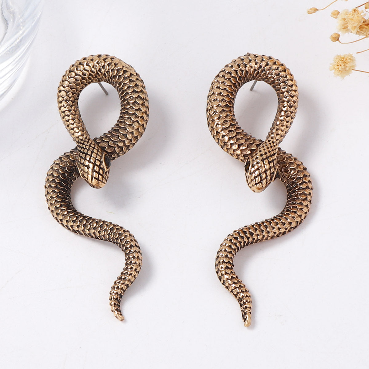 Unique and Creative Exaggerated Alloy Snake-Shaped Earrings for Women - Trendy Statement Jewelry for a Chic Look