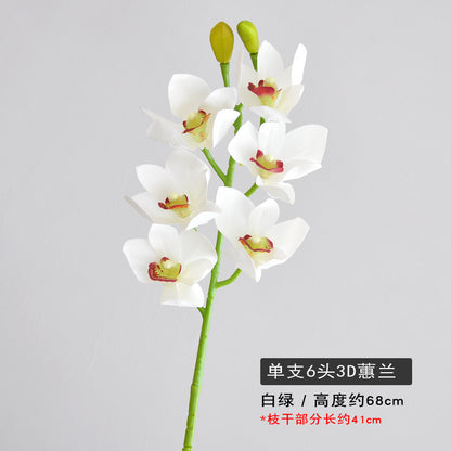 Elegant Artificial Orchid Flowers - Zen-Inspired 3D Printed Home Decor for Living Room and Wedding Arrangements - Lifelike 6-Head Orchid Arrangement