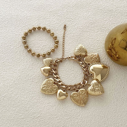 Stylish Hip-Hop Punk Layered Heart Pendant Bracelet - Versatile Double Chain Design for Trendy Women