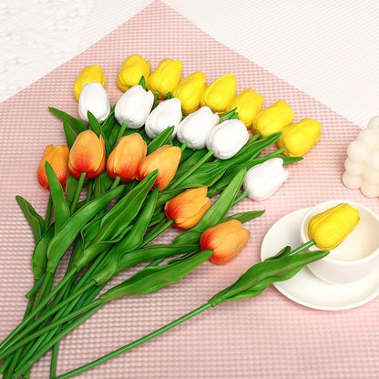 Realistic PU Tulip Artificial Flower Bouquet - Perfect Photo Prop and Elegant Home Décor for Living Room Floral Arrangements