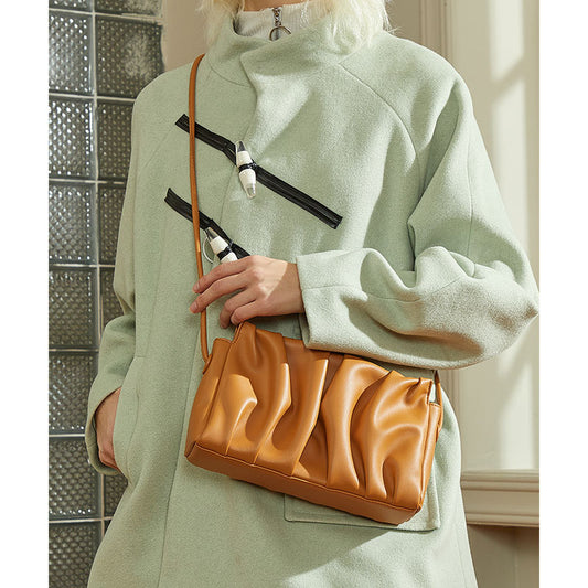 Authentic Leather Cloud Bag for Women Original Square Handbag Chic Shoulder Bag Crossbody Purse Korean Fashion Design