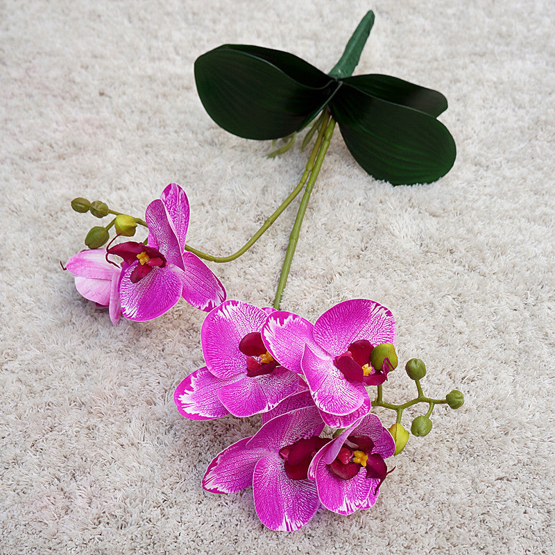 Lifelike Two-Branch Orchid Silk Flowers with Foliage | Perfect for Weddings, Photography, Home Decor & Shop Display | Stunning Simulation Flower Arrangement