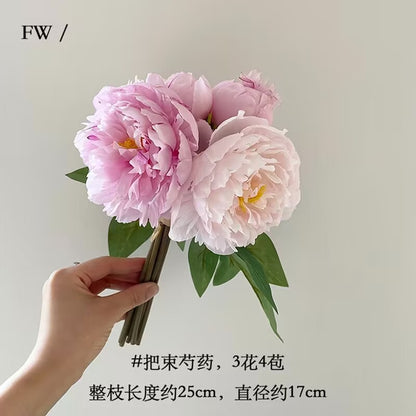 High-Quality Realistic Peony and Blossom Fake Flowers - Perfect for Living Room, Bedroom, and Dining Table Decor; Adds Elegance and Durability to Any Space